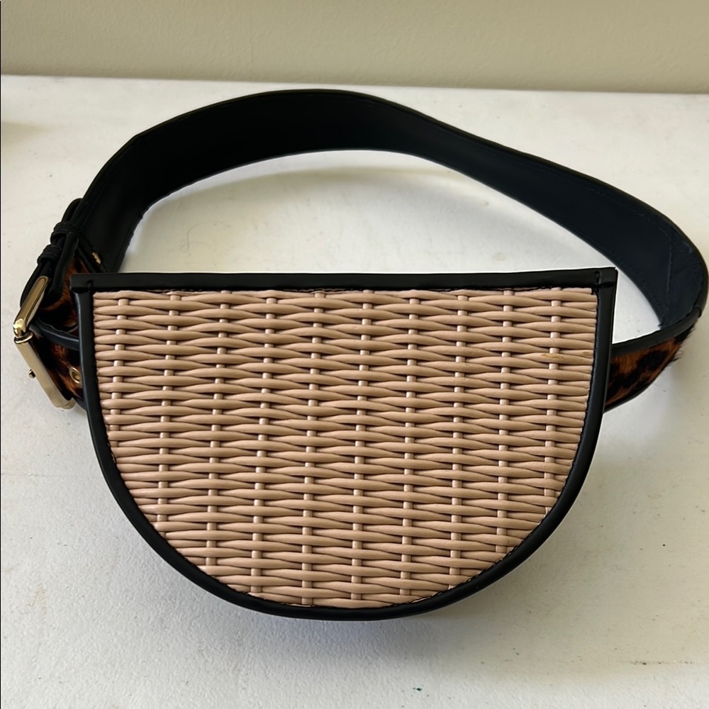Tan and Black Crossbody Bags with Woven Texture NWB